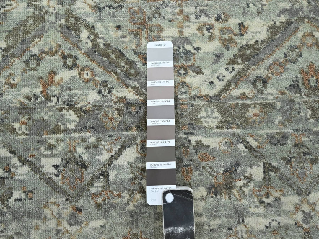 7'10" x 9'11" New Hand Knotted Grey Wool Rectangle Oriental Rug - MOA10275735