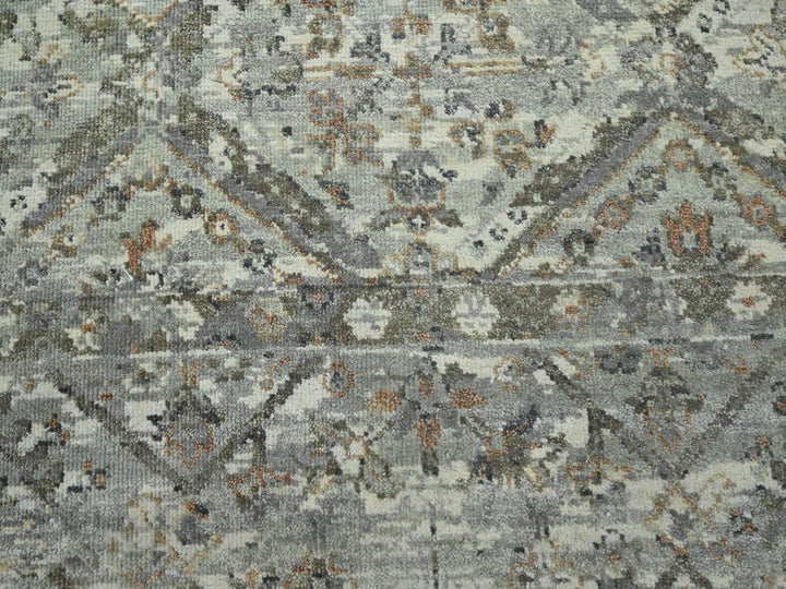 7'10" x 9'11" New Hand Knotted Grey Wool Rectangle Oriental Rug - MOA10275735