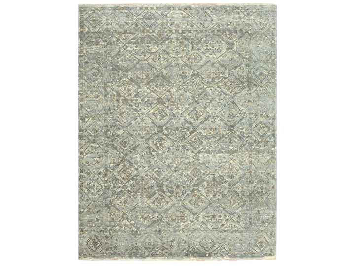 7'9" x 10'1" New Hand Knotted Grey Wool Rectangle Oriental Rug - MOA10275736