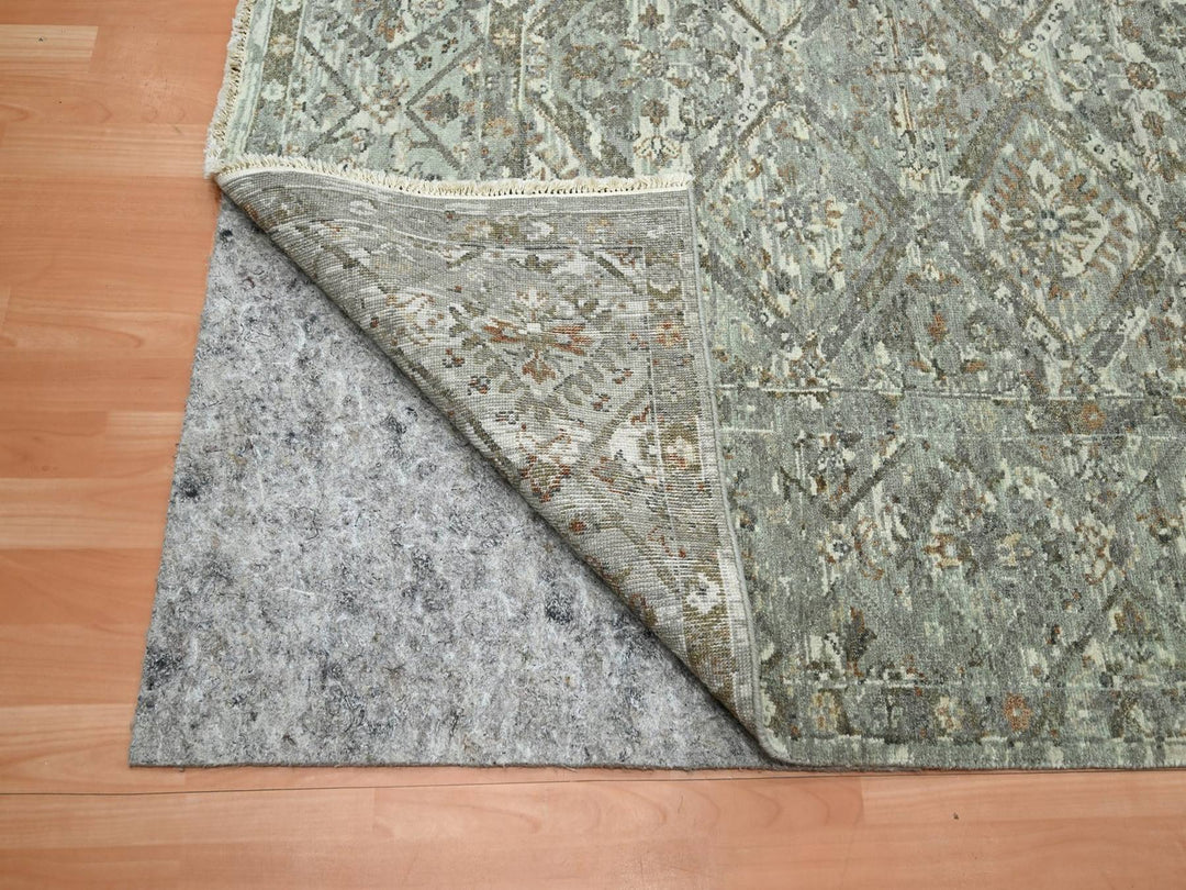7'9" x 10'1" New Hand Knotted Grey Wool Rectangle Oriental Rug - MOA10275736