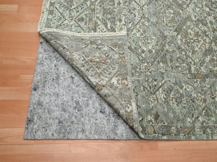 7'9" x 10'1" New Hand Knotted Grey Wool Rectangle Oriental Rug - MOA10275736