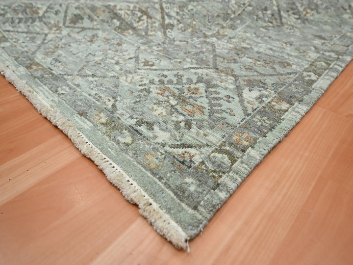 7'9" x 10'1" New Hand Knotted Grey Wool Rectangle Oriental Rug - MOA10275736