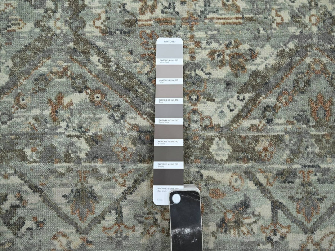 7'9" x 10'1" New Hand Knotted Grey Wool Rectangle Oriental Rug - MOA10275736