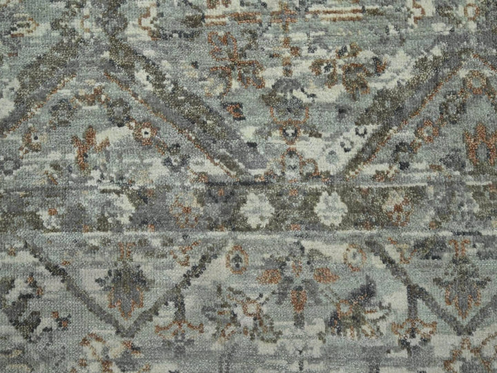 7'9" x 10'1" New Hand Knotted Grey Wool Rectangle Oriental Rug - MOA10275736