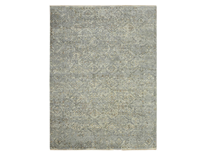 8'11" x 11'11" New Hand Knotted Grey Wool Rectangle Oriental Rug - MOA10275737