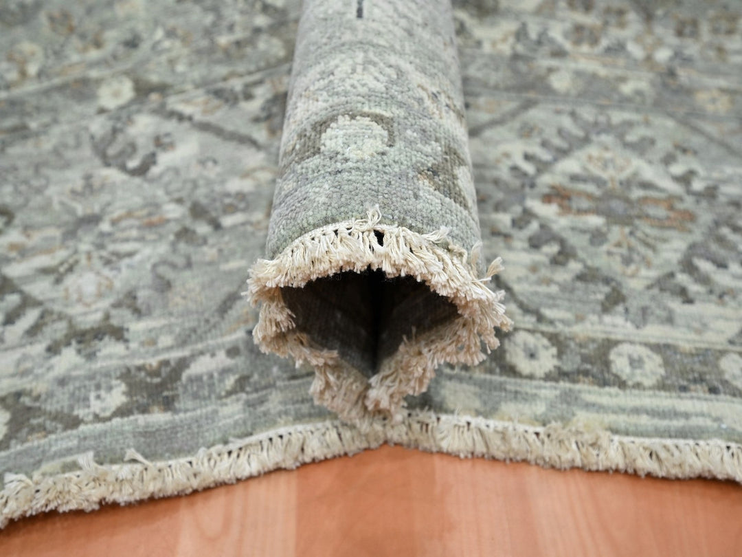 8'11" x 11'11" New Hand Knotted Grey Wool Rectangle Oriental Rug - MOA10275737