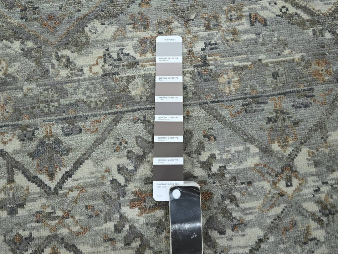 8'11" x 11'11" New Hand Knotted Grey Wool Rectangle Oriental Rug - MOA10275737