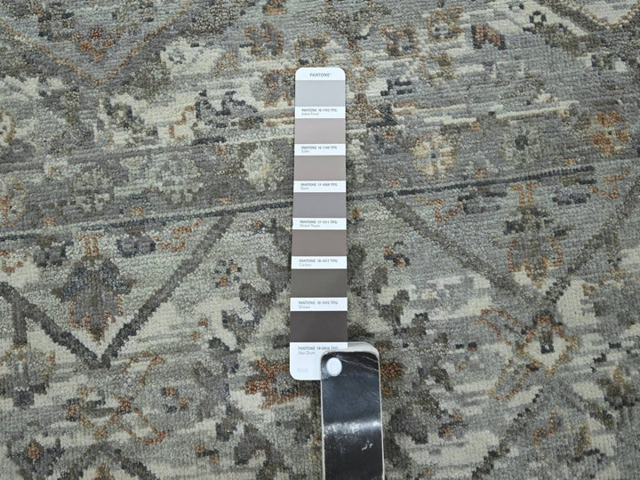 8'11" x 11'11" New Hand Knotted Grey Wool Rectangle Oriental Rug - MOA10275737