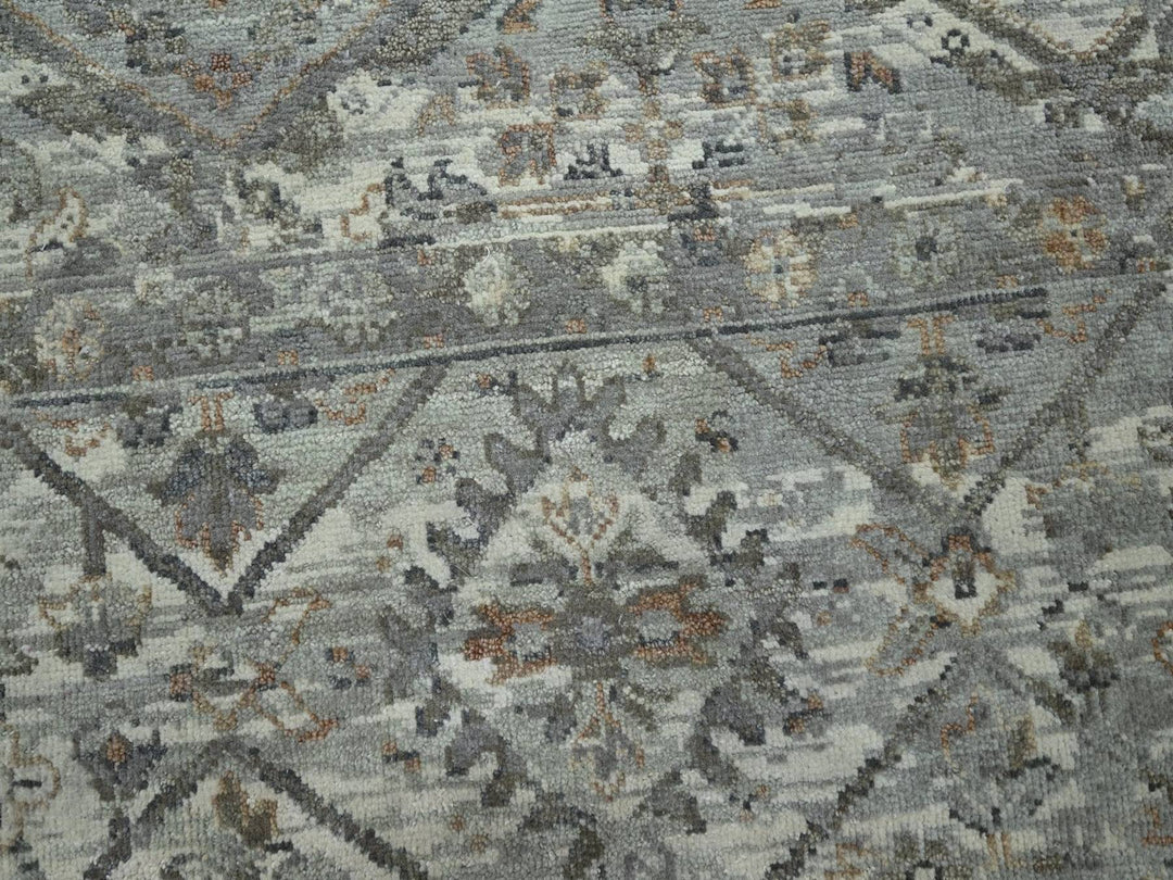 8'11" x 11'11" New Hand Knotted Grey Wool Rectangle Oriental Rug - MOA10275737