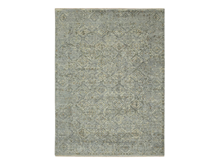 8'10" x 12'0" New Hand Knotted Grey Wool Rectangle Oriental Rug - MOA10275738