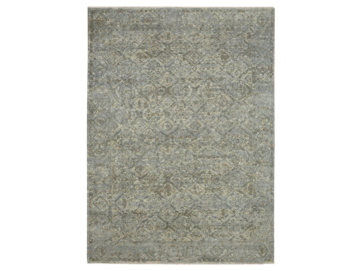 9'10" x 13'8" New Hand Knotted Grey Wool Rectangle Oriental Rug - MOA10275739