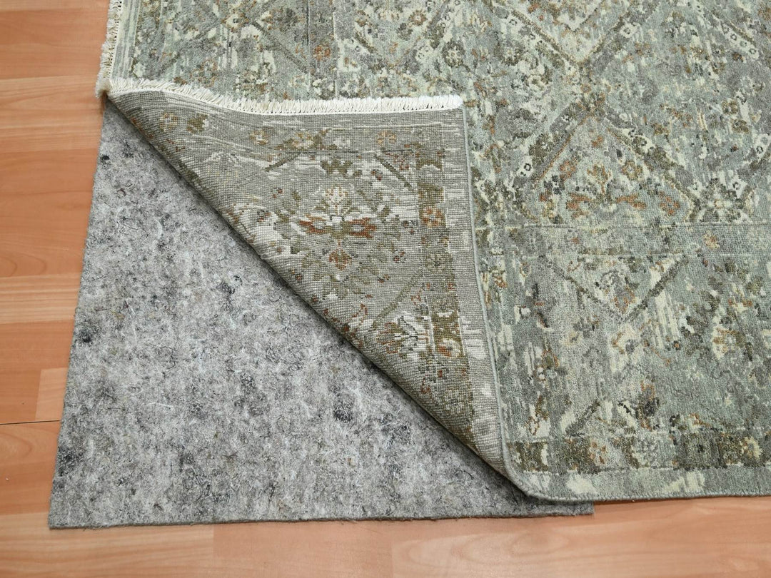 9'10" x 13'8" New Hand Knotted Grey Wool Rectangle Oriental Rug - MOA10275739