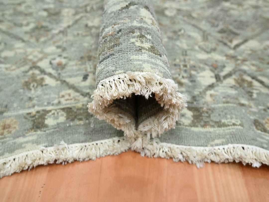 9'10" x 13'8" New Hand Knotted Grey Wool Rectangle Oriental Rug - MOA10275739