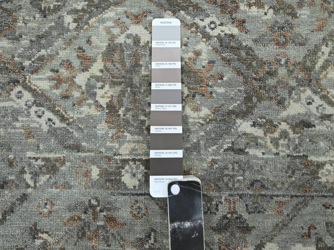 9'10" x 13'8" New Hand Knotted Grey Wool Rectangle Oriental Rug - MOA10275739