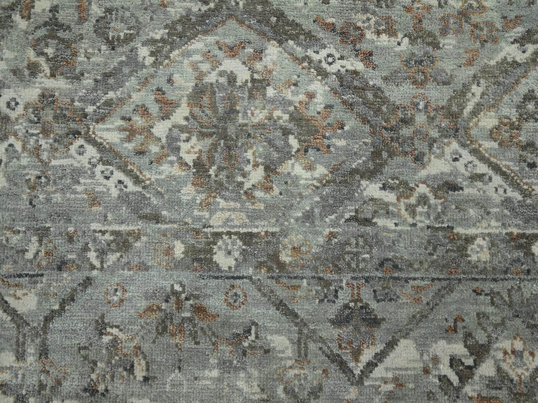 9'10" x 13'8" New Hand Knotted Grey Wool Rectangle Oriental Rug - MOA10275739