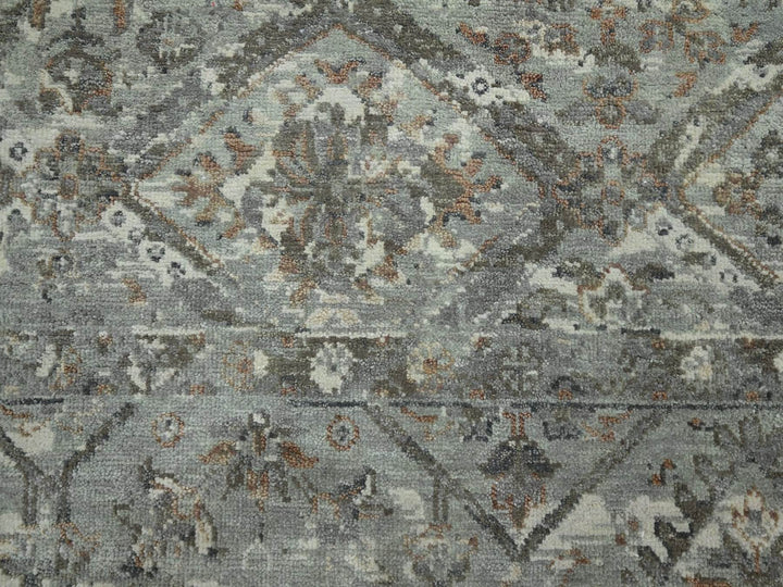 9'10" x 13'8" New Hand Knotted Grey Wool Rectangle Oriental Rug - MOA10275739