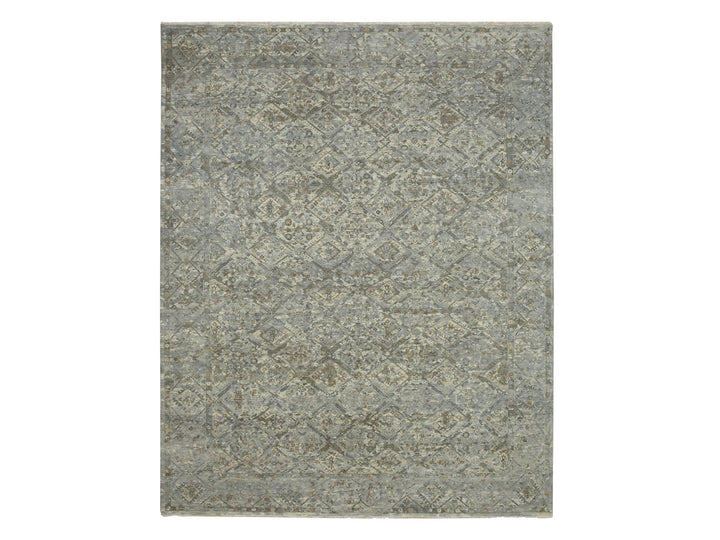 11'9" x 14'10" New Hand Knotted Grey Wool Rectangle Oriental Rug - MOA10275740