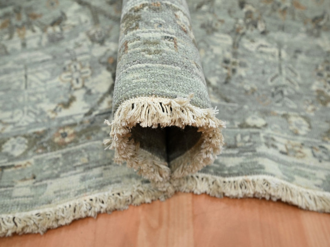 11'9" x 14'10" New Hand Knotted Grey Wool Rectangle Oriental Rug - MOA10275740