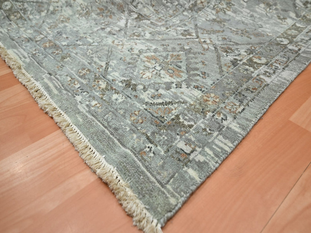 11'9" x 14'10" New Hand Knotted Grey Wool Rectangle Oriental Rug - MOA10275740