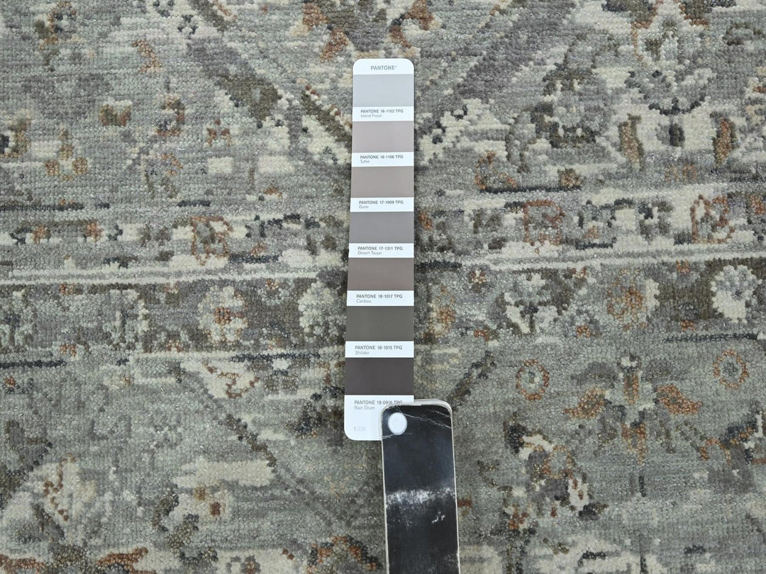 11'9" x 14'10" New Hand Knotted Grey Wool Rectangle Oriental Rug - MOA10275740