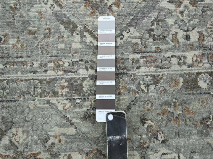 11'9" x 14'10" New Hand Knotted Grey Wool Rectangle Oriental Rug - MOA10275740