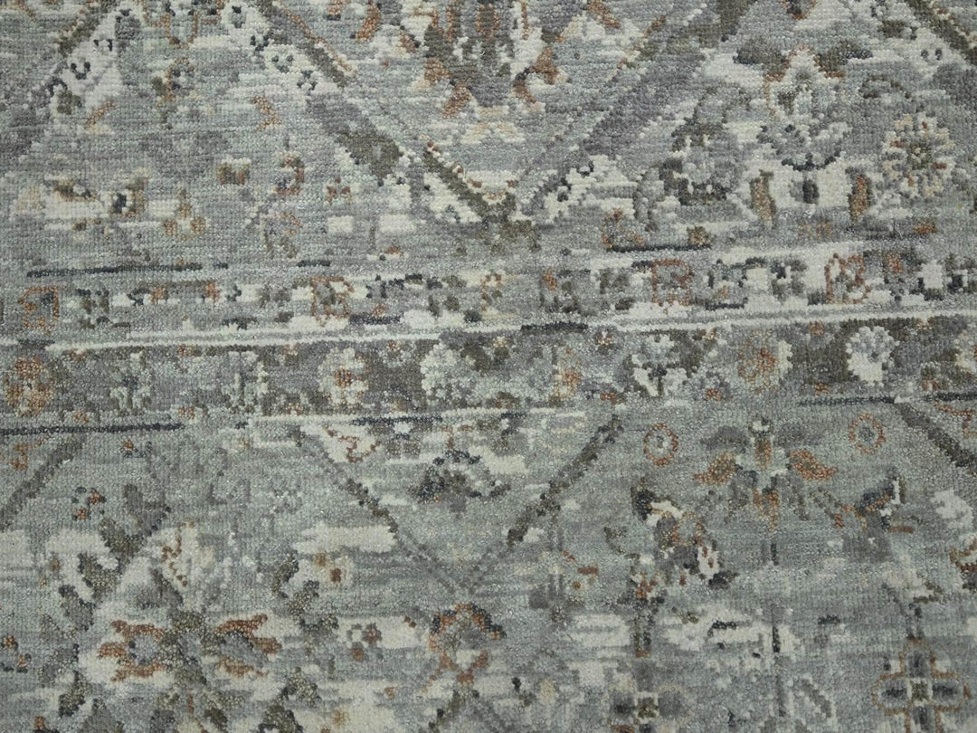 11'9" x 14'10" New Hand Knotted Grey Wool Rectangle Oriental Rug - MOA10275740