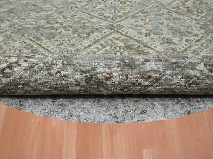 11'7" x 11'7" New Hand Knotted Grey Wool Round Oriental Rug - MOA10275741