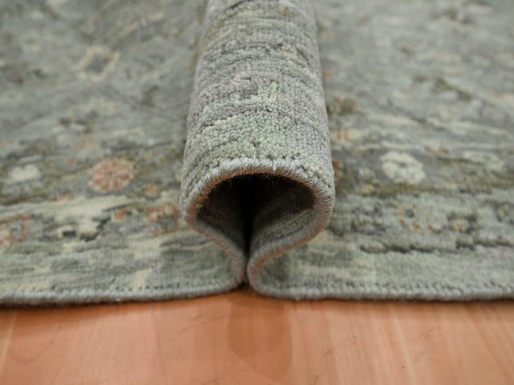 11'7" x 11'7" New Hand Knotted Grey Wool Round Oriental Rug - MOA10275741