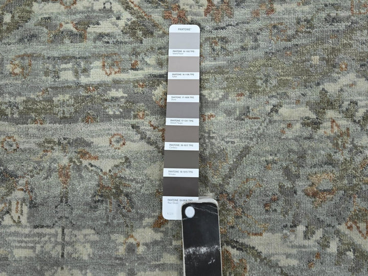 11'7" x 11'7" New Hand Knotted Grey Wool Round Oriental Rug - MOA10275741