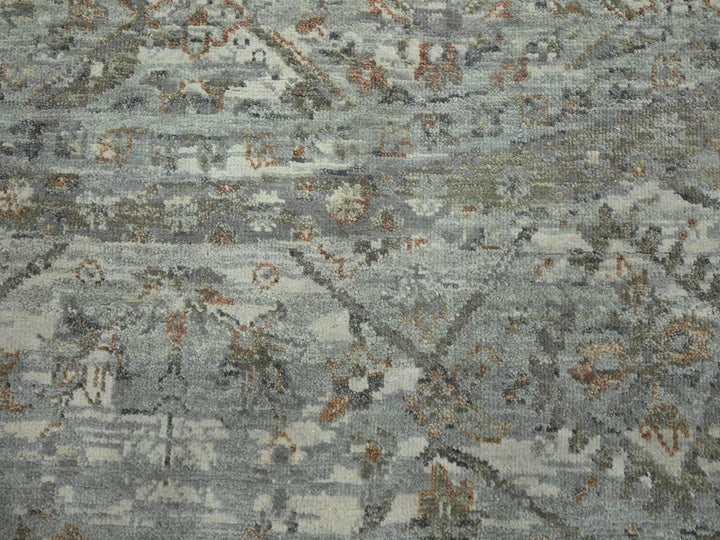 11'7" x 11'7" New Hand Knotted Grey Wool Round Oriental Rug - MOA10275741