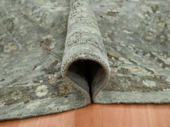 9'10" x 9'11" New Hand Knotted Grey Wool Round Oriental Rug - MOA10275742