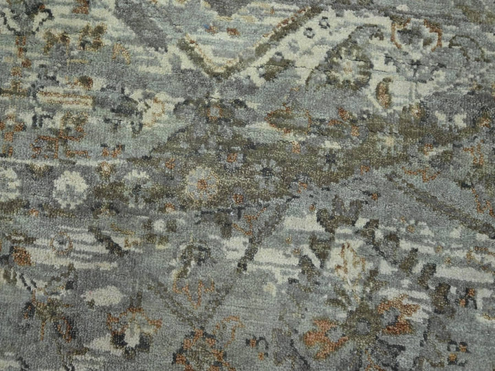 9'10" x 9'11" New Hand Knotted Grey Wool Round Oriental Rug - MOA10275742