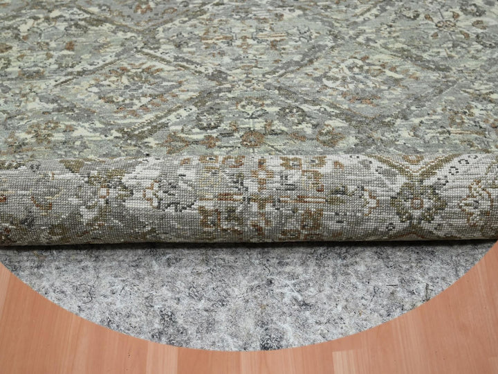 7'9" x 7'10" New Hand Knotted Grey Wool Round Oriental Rug - MOA10275743