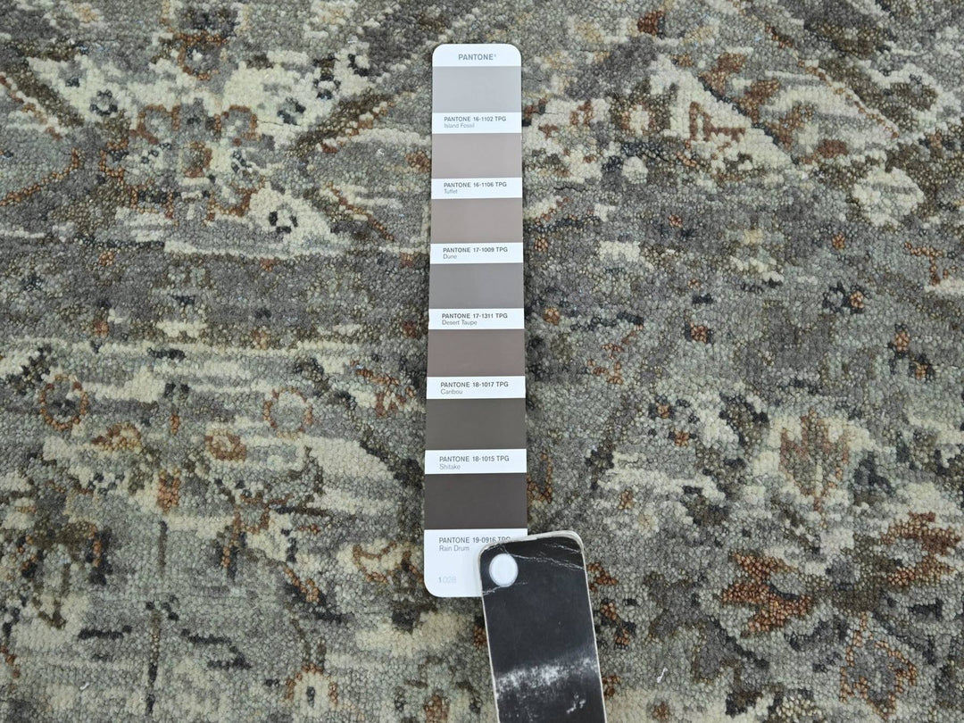 7'9" x 7'10" New Hand Knotted Grey Wool Round Oriental Rug - MOA10275743