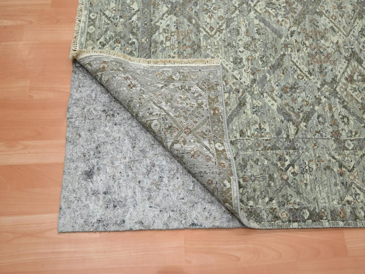 6'0" x 9'0" New Hand Knotted Grey Wool Rectangle Oriental Rug - MOA10275744