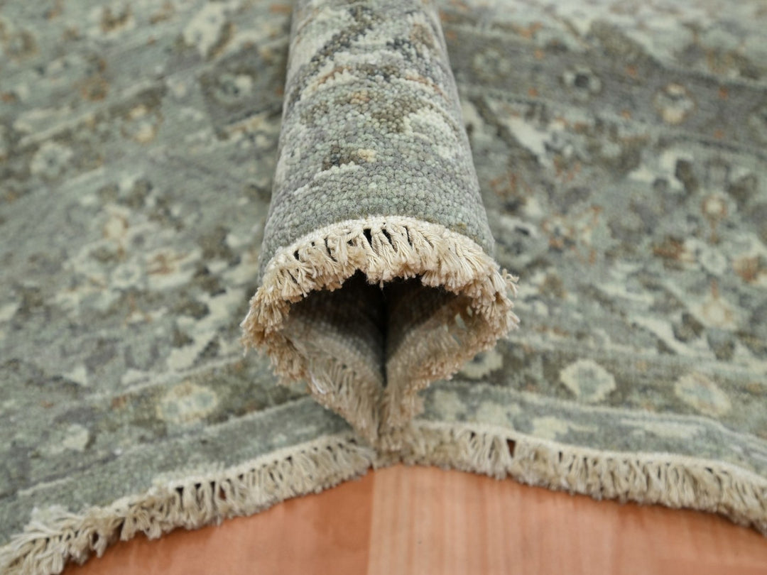 6'0" x 9'0" New Hand Knotted Grey Wool Rectangle Oriental Rug - MOA10275744