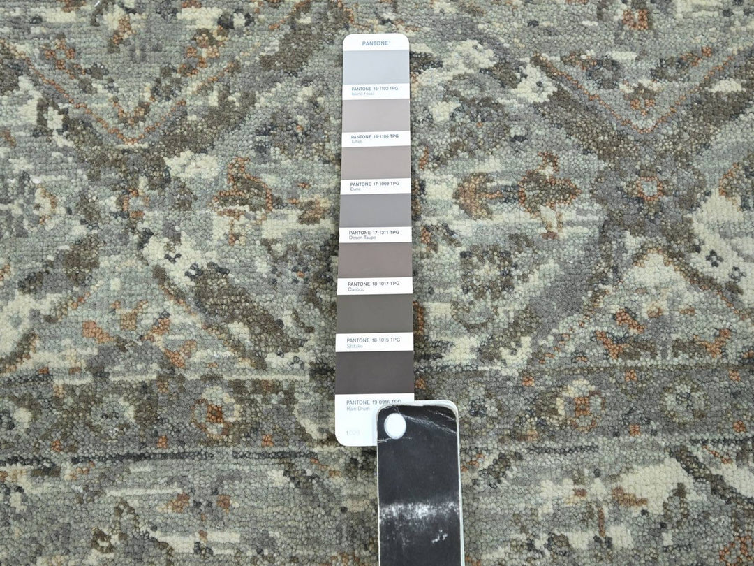 6'0" x 9'0" New Hand Knotted Grey Wool Rectangle Oriental Rug - MOA10275744