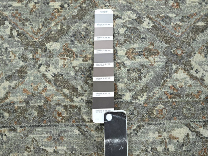 6'0" x 9'0" New Hand Knotted Grey Wool Rectangle Oriental Rug - MOA10275744