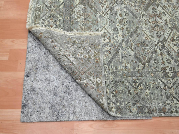 5'11" x 9'0" New Hand Knotted Grey Wool Rectangle Oriental Rug - MOA10275745