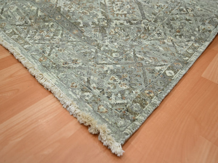 5'11" x 9'0" New Hand Knotted Grey Wool Rectangle Oriental Rug - MOA10275745