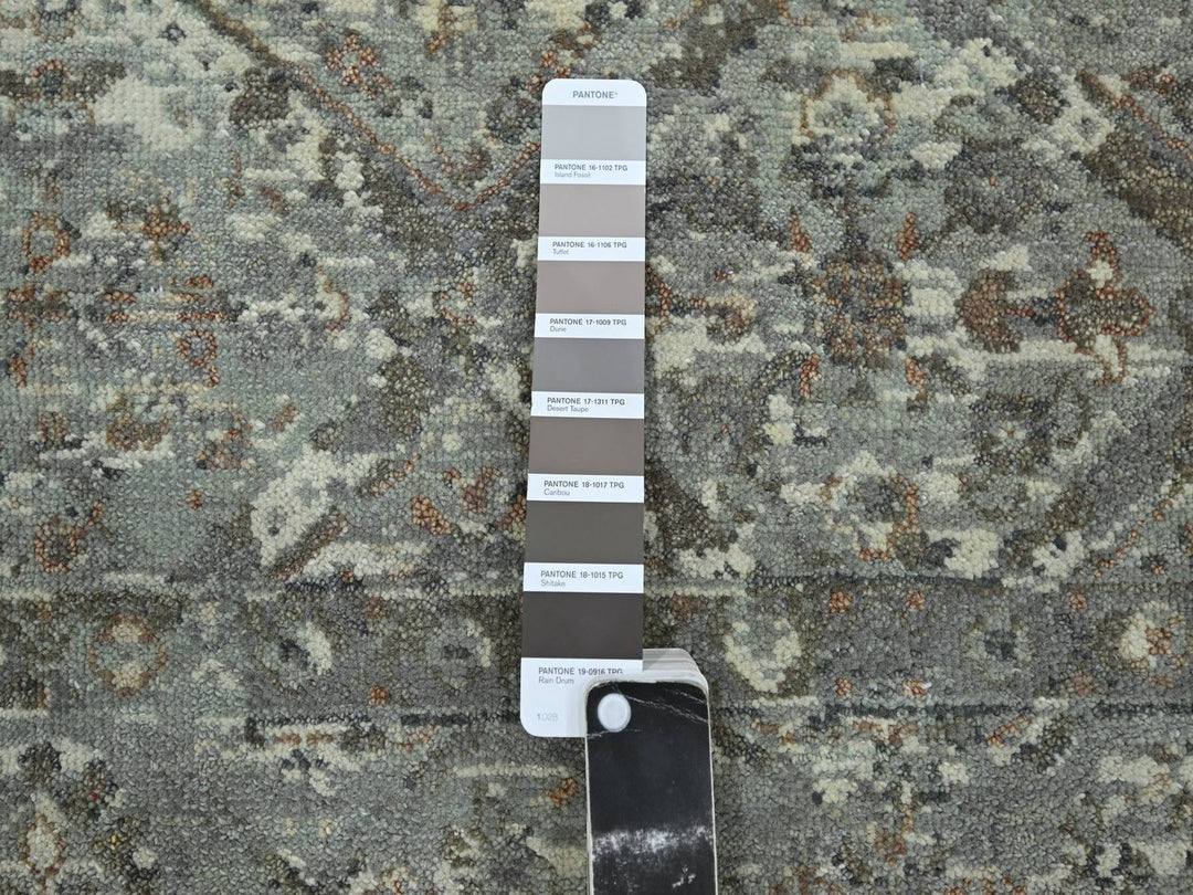 5'11" x 9'0" New Hand Knotted Grey Wool Rectangle Oriental Rug - MOA10275745