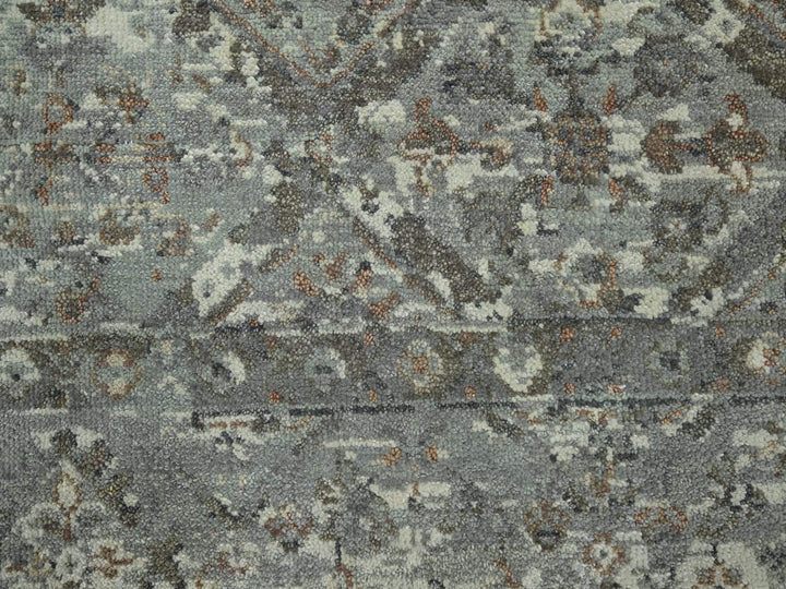 5'11" x 9'0" New Hand Knotted Grey Wool Rectangle Oriental Rug - MOA10275745