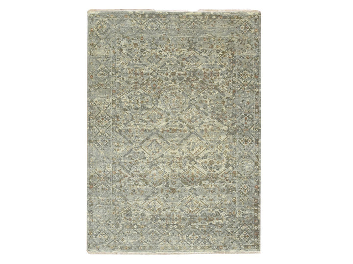 5'0" x 7'0" New Hand Knotted Grey Wool Rectangle Oriental Rug - MOA10275746