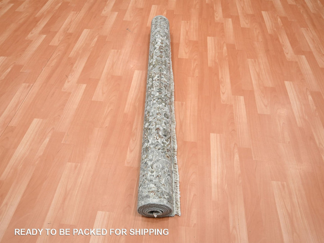 5'0" x 7'0" New Hand Knotted Grey Wool Rectangle Oriental Rug - MOA10275746