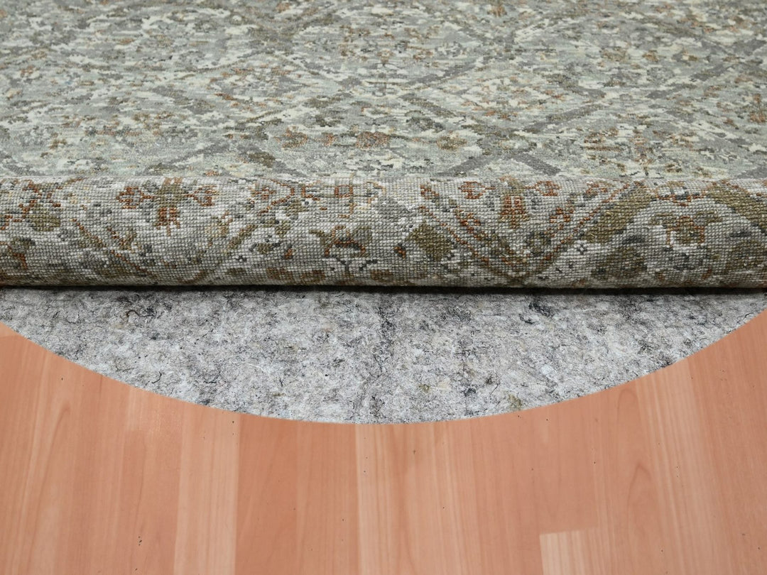 5'10" x 5'10" New Hand Knotted Grey Wool Round Oriental Rug - MOA10275747