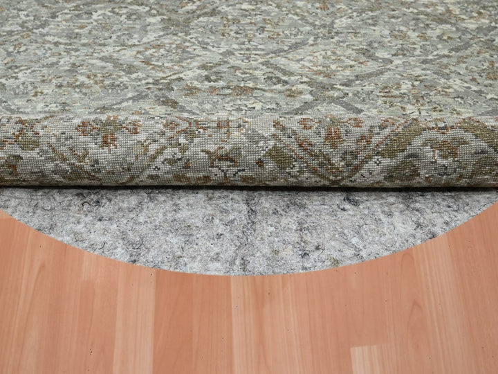 5'10" x 5'10" New Hand Knotted Grey Wool Round Oriental Rug - MOA10275747