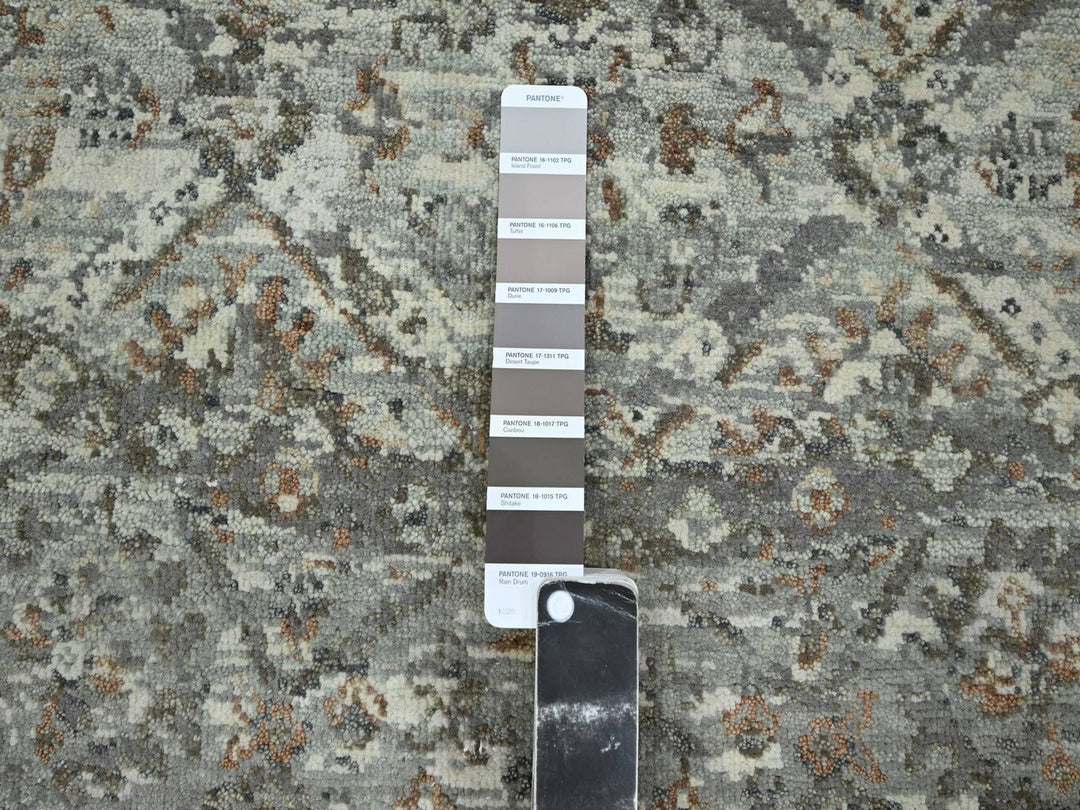 5'10" x 5'10" New Hand Knotted Grey Wool Round Oriental Rug - MOA10275747