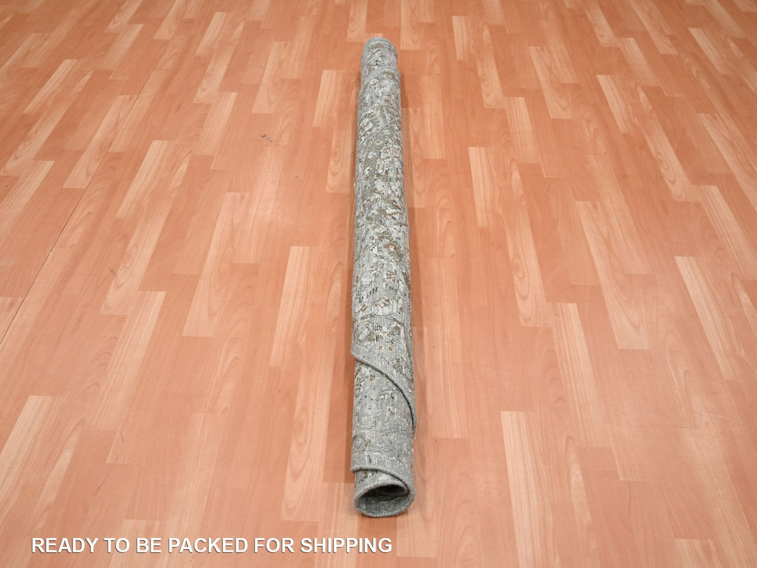 5'10" x 5'10" New Hand Knotted Grey Wool Round Oriental Rug - MOA10275747