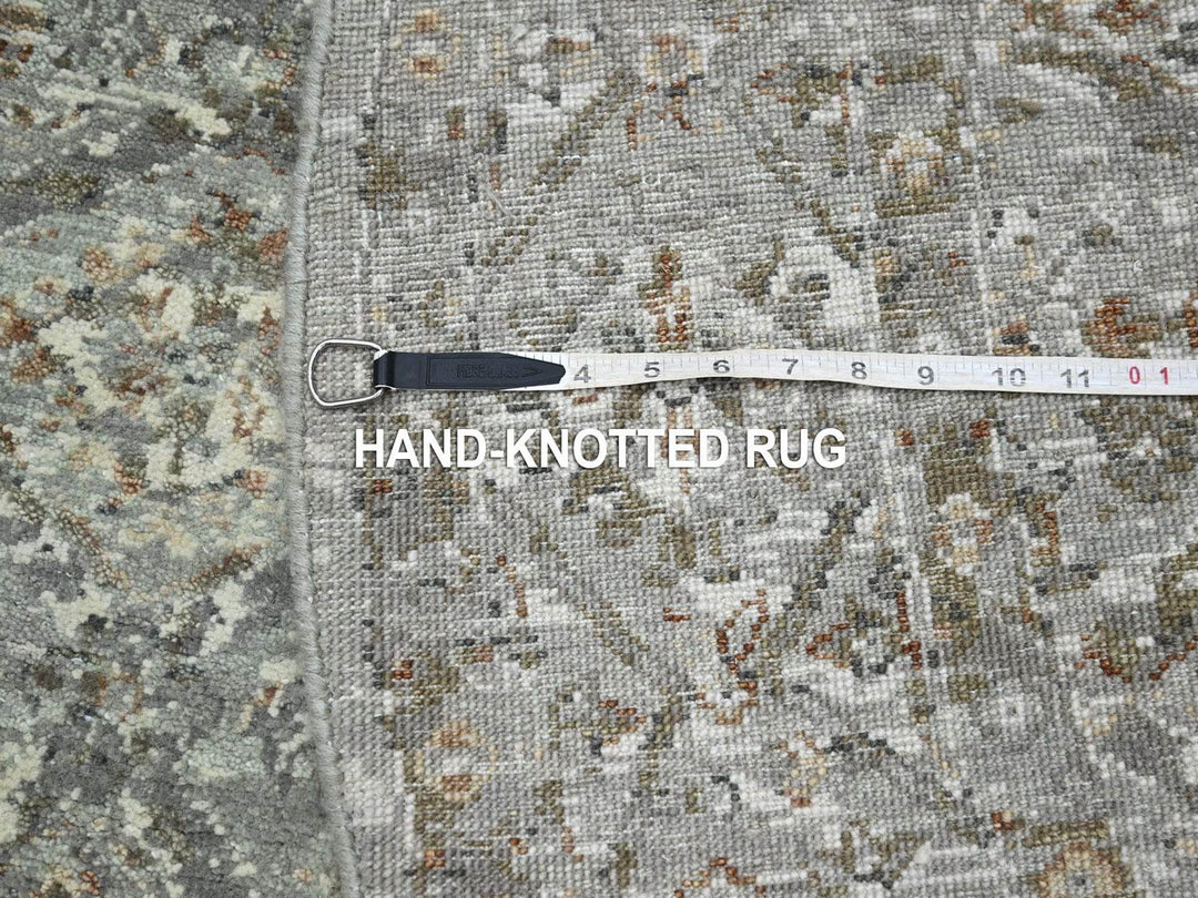 5'10" x 5'10" New Hand Knotted Grey Wool Round Oriental Rug - MOA10275747