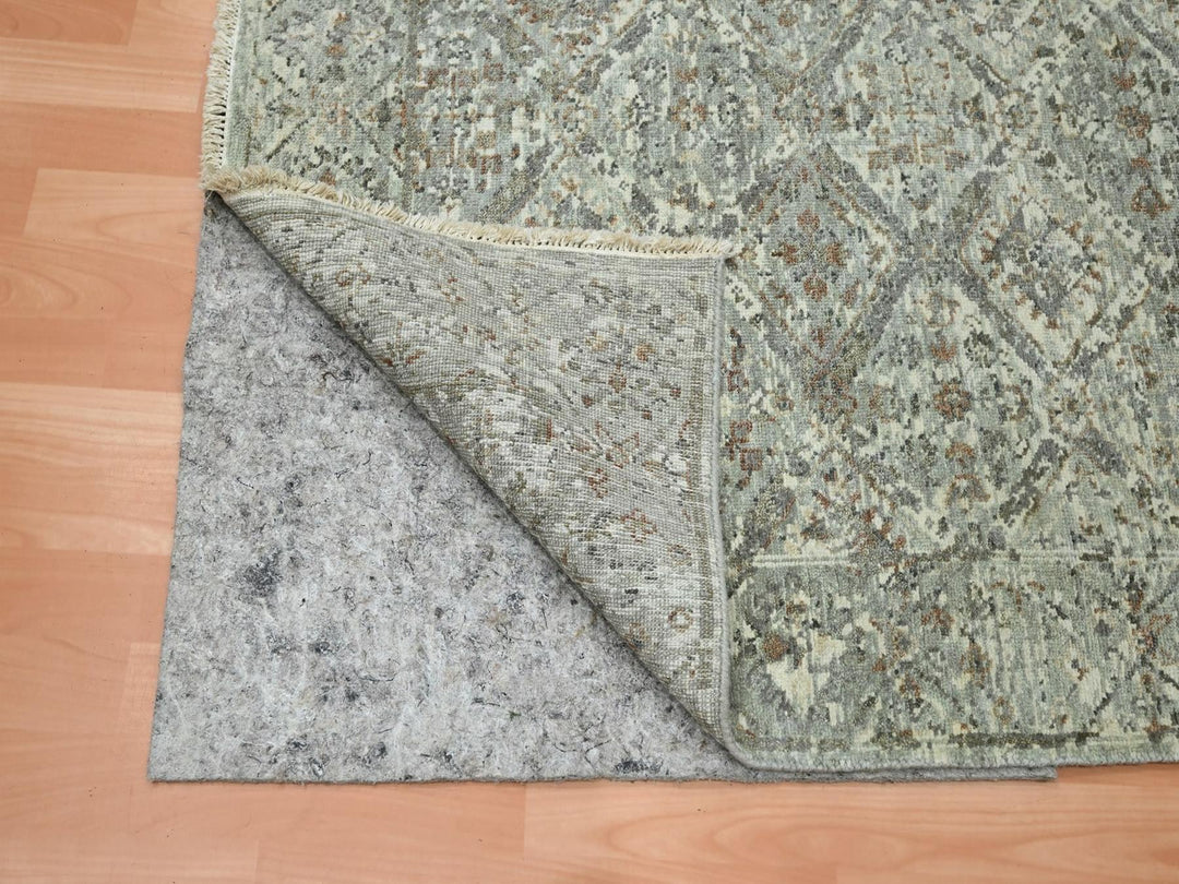 3'10" x 5'10" New Hand Knotted Grey Wool Rectangle Oriental Rug - MOA10275748